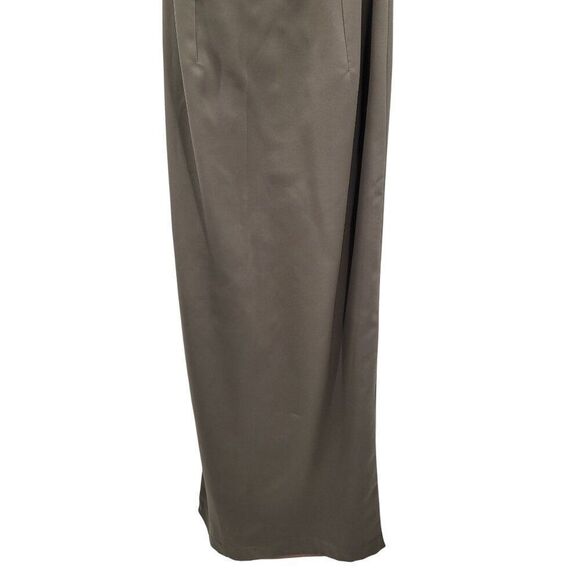 Vintage Womens Satin Sheath Gown Side Slit Size XS Taupe Neutral Cocktail Party - Picture 6 of 12